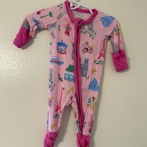Little Sleepies Pink Parisian Print Footie